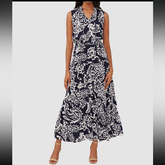 MSK Dresses & Skirts - MSK Navy and White Print Maxi Dress